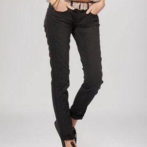 Maje Paris Skinny Quilted Mid-Rise Biker Jeans Black 40